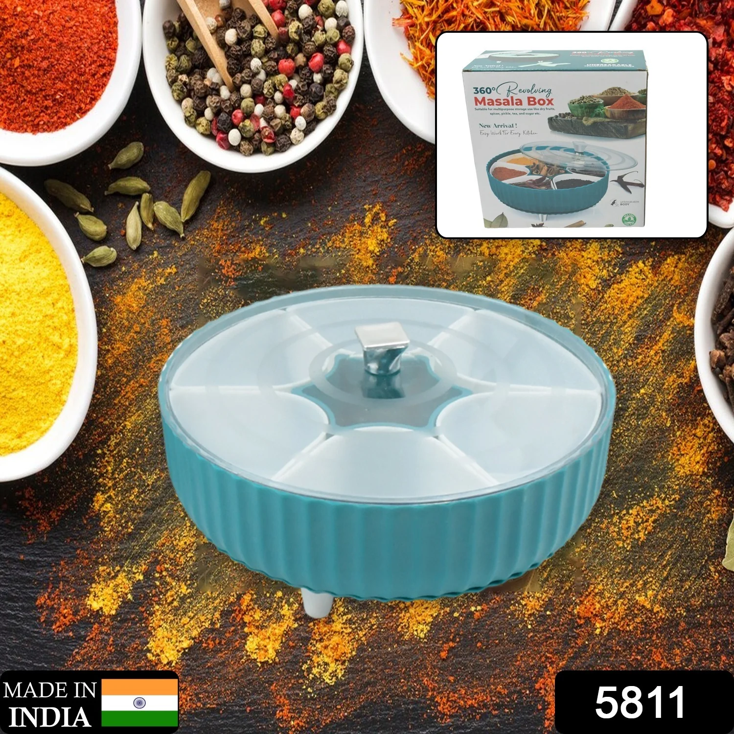 Dry Fruit & Snack Organizer: 360° Revolving Box (7 Compartments, Airtight) - Image 2