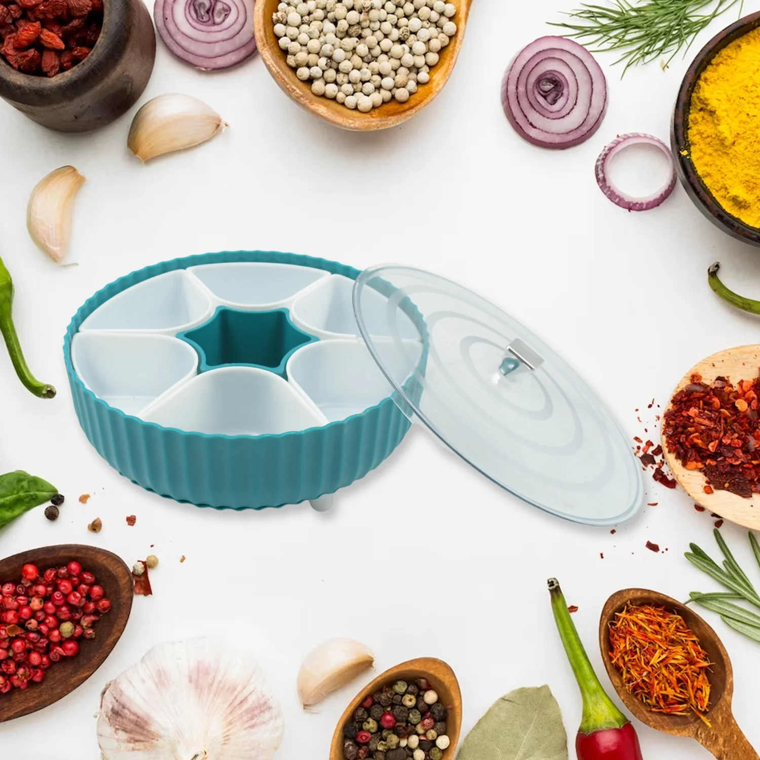 Dry Fruit & Snack Organizer: 360° Revolving Box (7 Compartments, Airtight) - Image 4
