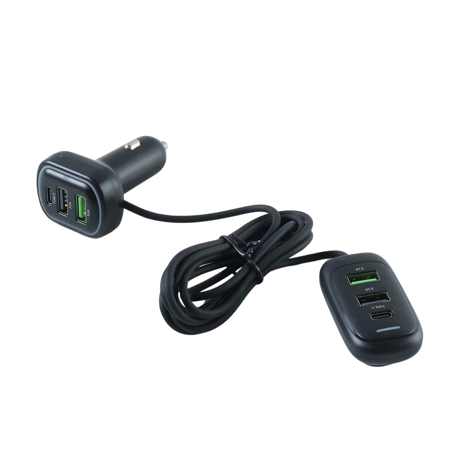RGB Breathing Light Multi Port Car USB Charger (1 Set, 1.5M) - Image 4