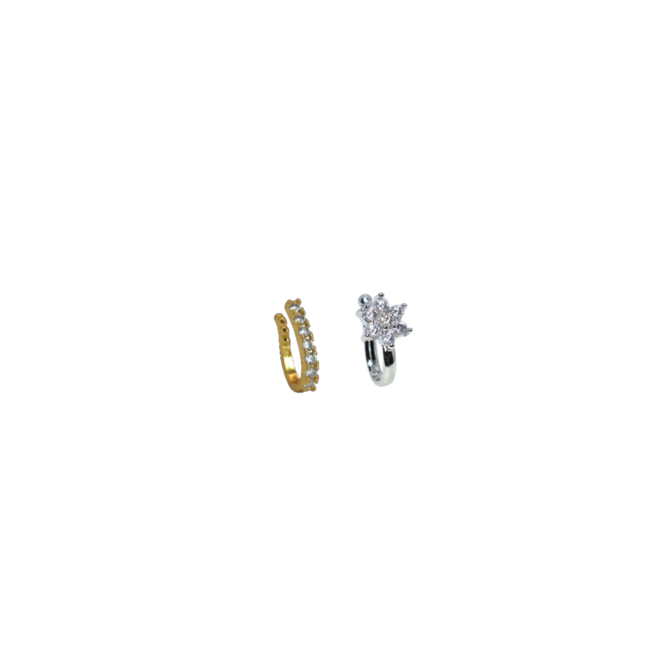 Rhodium Plated Non-Pierced Press Nath/Nose Pin for Women Combo Pack of 2 - Image 2