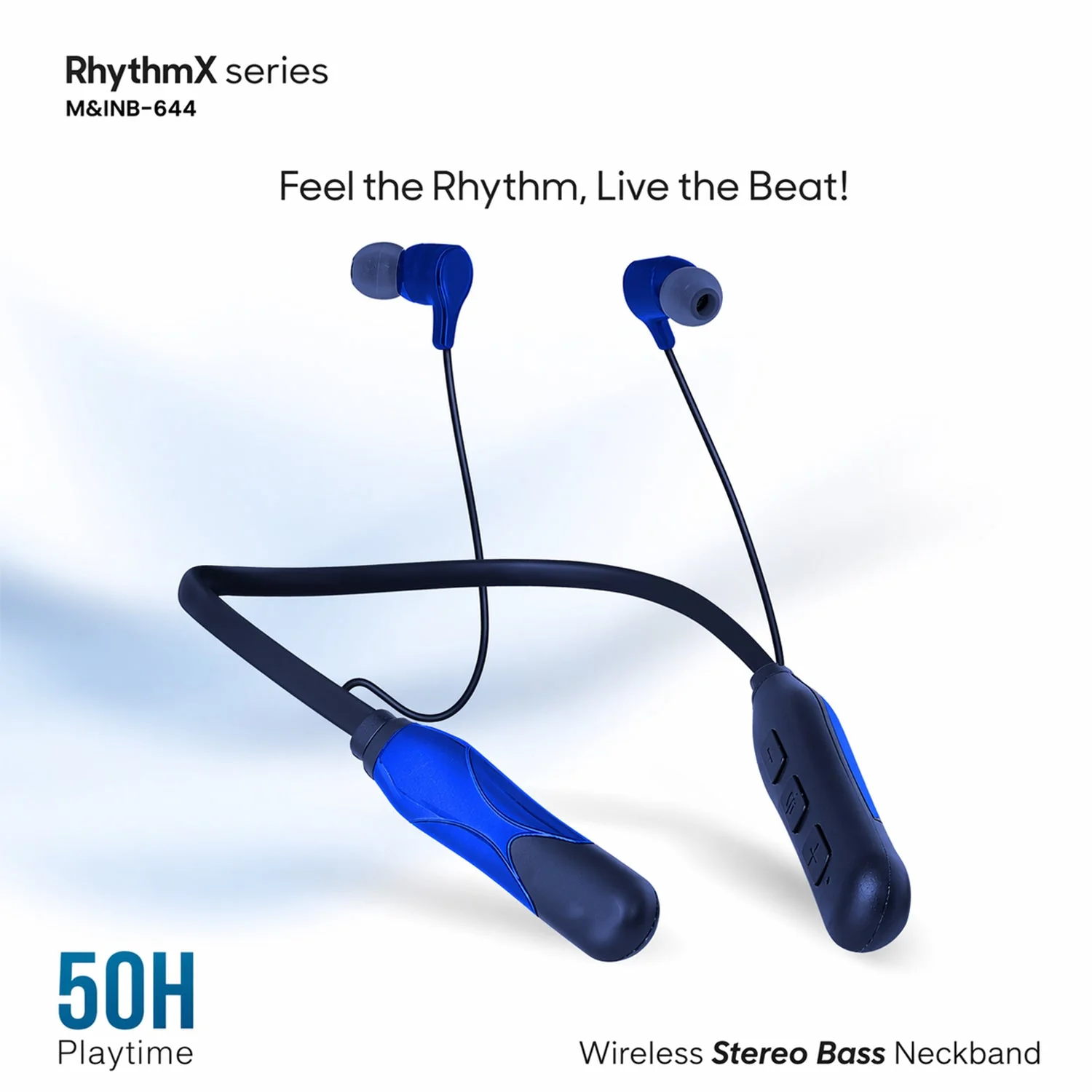 RhythmX Series Wireless Stereo Bass Neckband Earphones, Neck band (1 Pc) - Image 3
