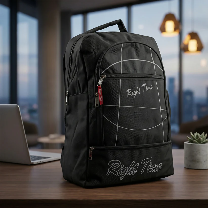 Right Time Black Trackking Bag for Men & Women – Stylish Travel Trackking Bag with Multiple Compartments, Lightweight Durable Daypack for Outdoor Use - Image 2