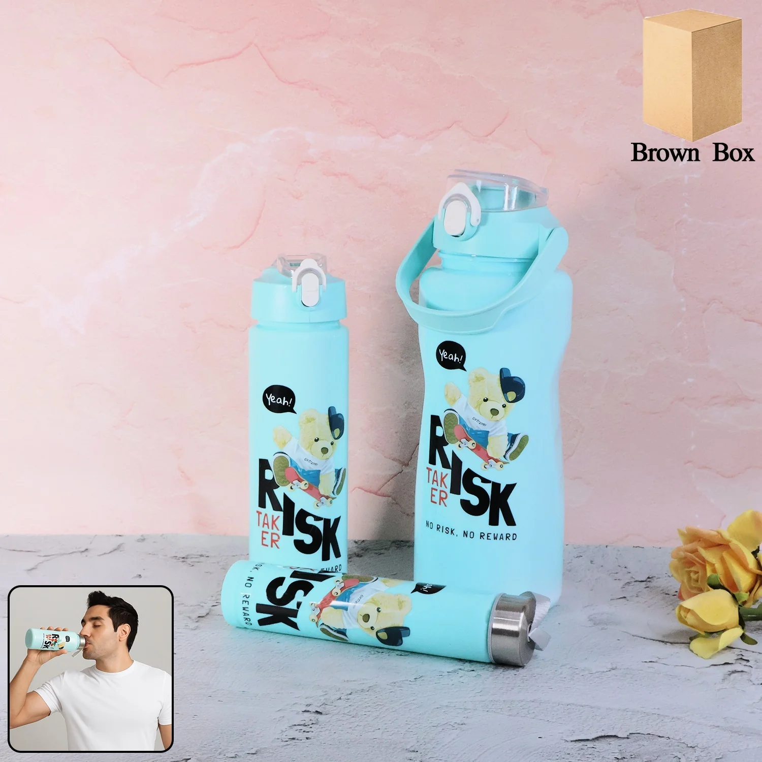 Risk Taker Printed Water Bottle 2000ml + 900ml + 300ml - (3 Pc / Set) - Image 2