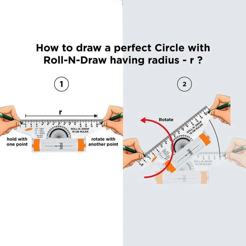 Roll-N-Draw 16 cm Precision Ruler with Rolling Mechanism for Perfect Circles & Smooth Lines - Image 4