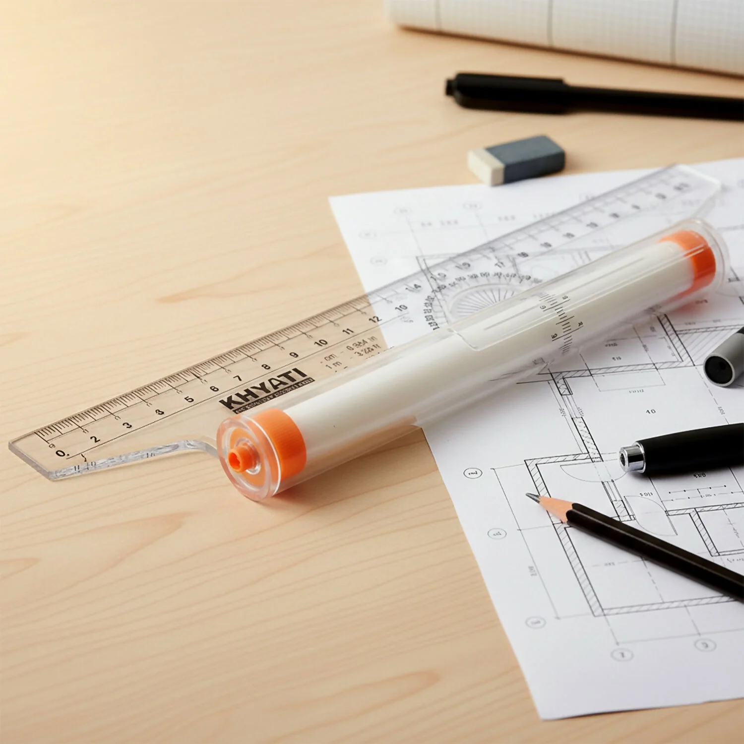Roll-N-Draw Precision Ruler with Rolling Guide for Drawing & Drafting (30Cm) - Image 2