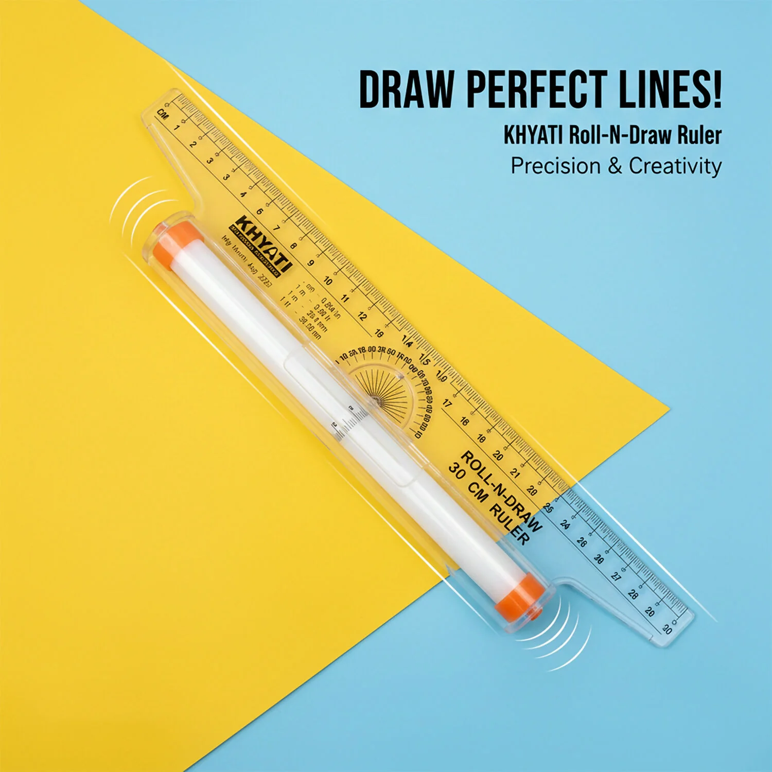 Roll-N-Draw Precision Ruler with Rolling Guide for Drawing & Drafting (30Cm) - Image 3
