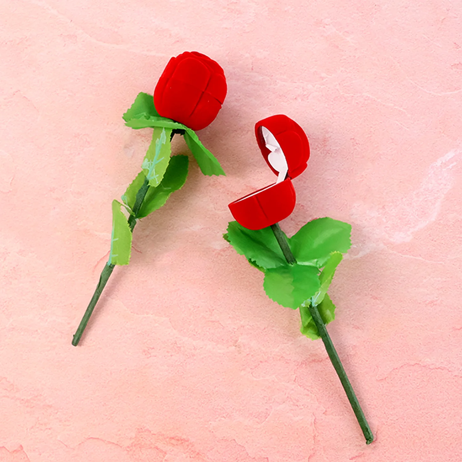 Romantic Artificial Rose Ring Box Stick – 2 Piece Flower Shaped - Image 3