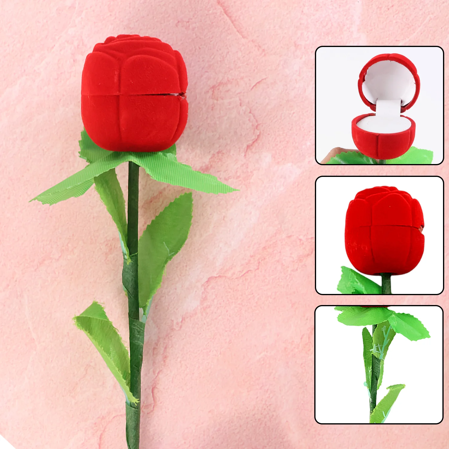 Romantic Artificial Rose Ring Box Stick – 2 Piece Flower Shaped - Image 4
