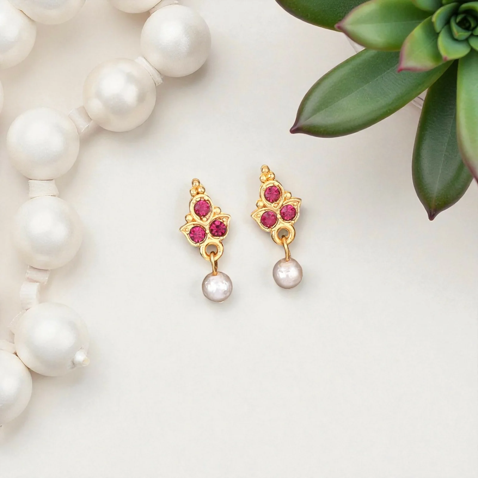 Romantic Gold Ruby Red Crystal Heart Choker Set - Image 4