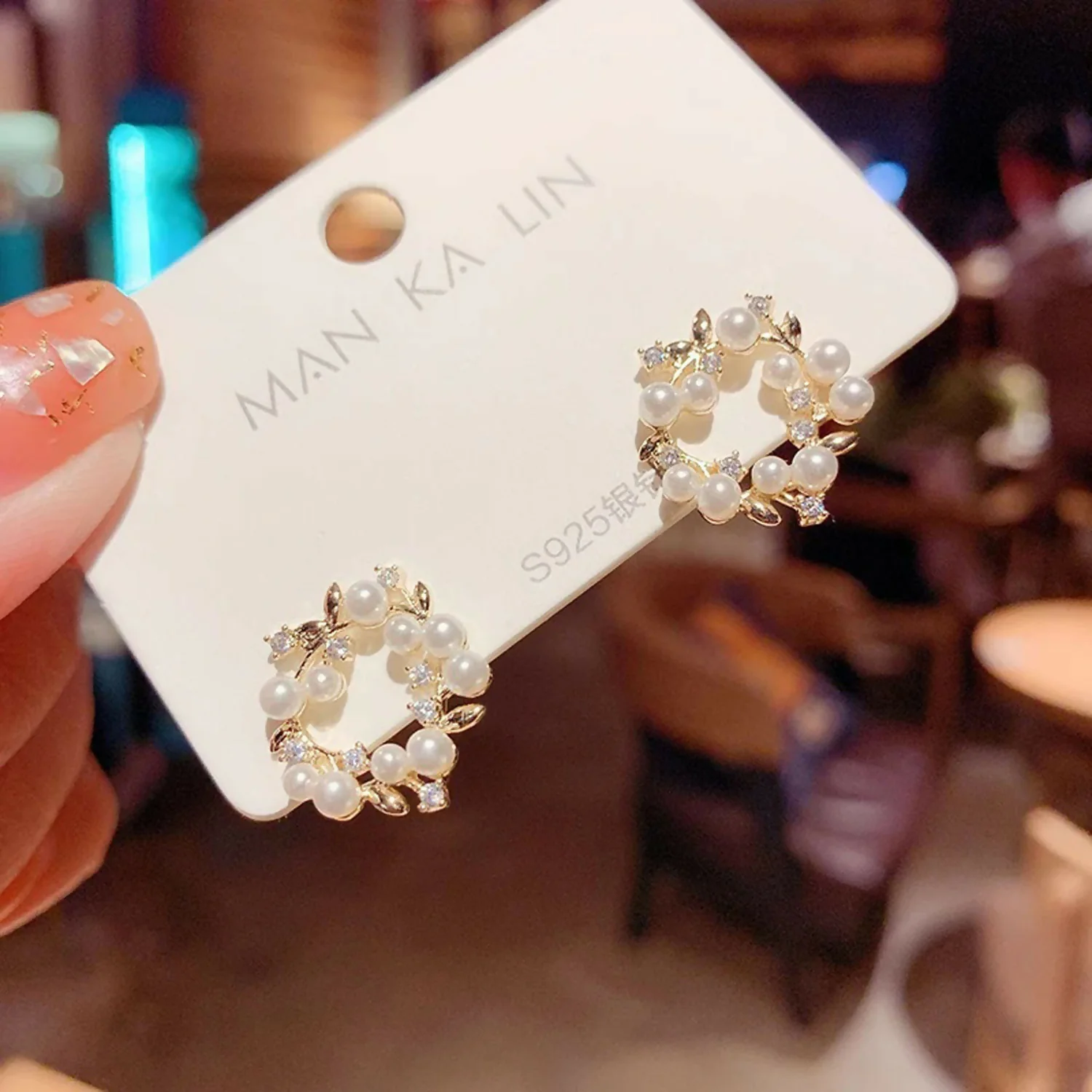 Romantic Golden Vine Pearl Studs – Timeless Floral Circle Earrings for Party Wear - Image 3