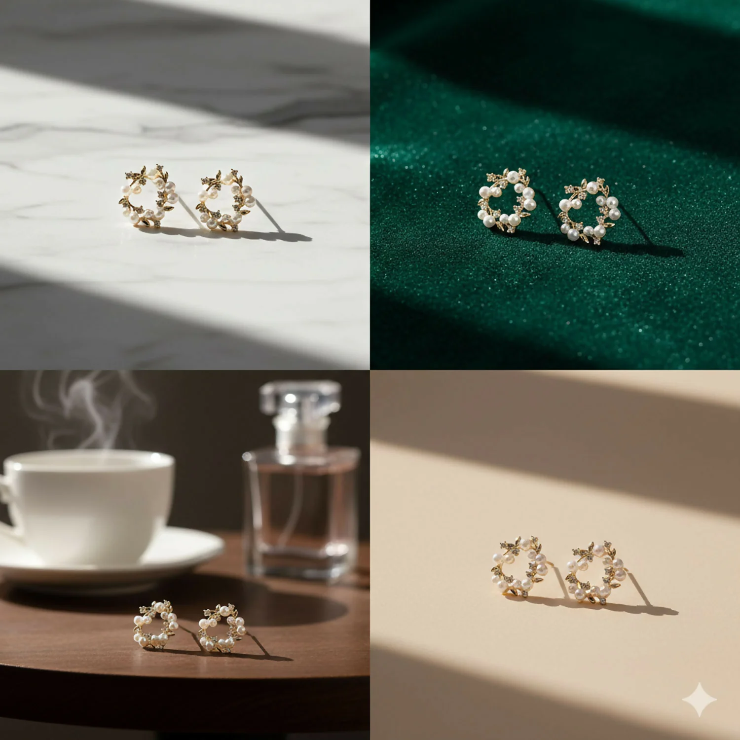 Romantic Golden Vine Pearl Studs – Timeless Floral Circle Earrings for Party Wear - Image 5