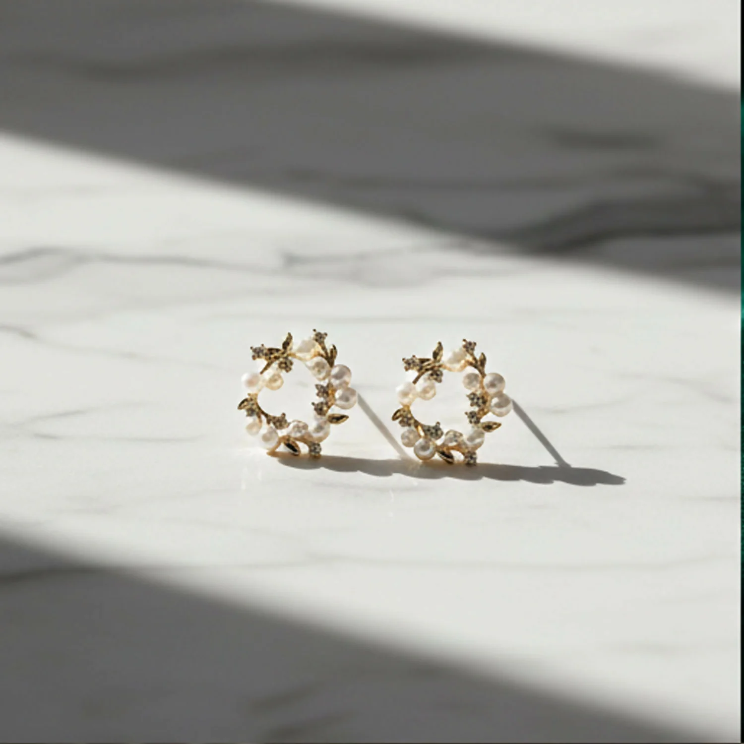 Romantic Golden Vine Pearl Studs – Timeless Floral Circle Earrings for Party Wear - Image 6