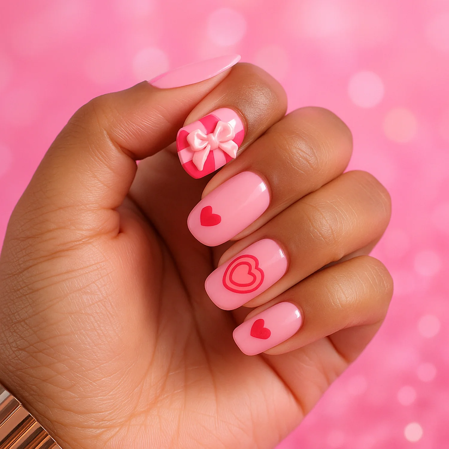 Premium Artificial False Nail Set with Mix Design fake nails - (Set) - Image 3