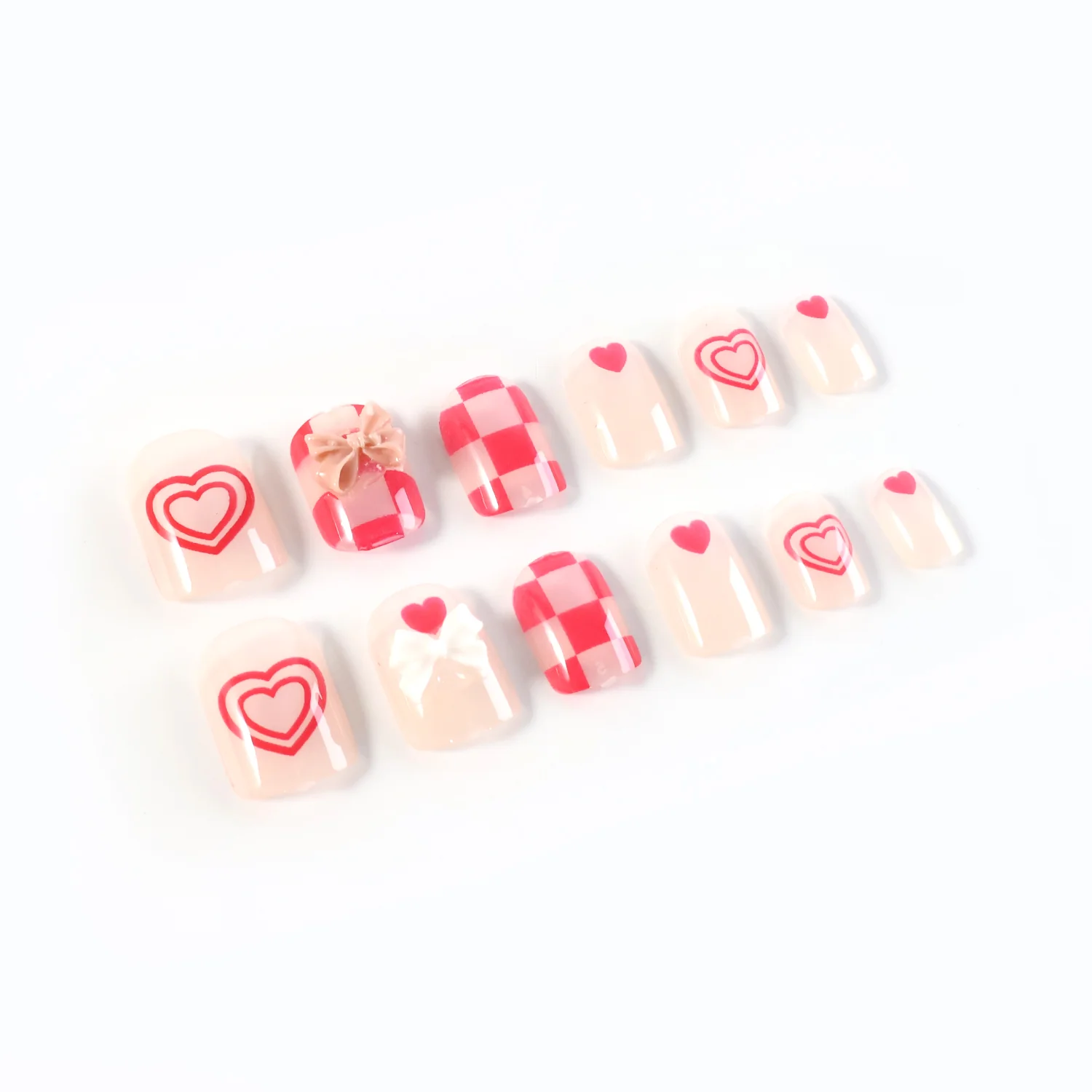 Premium Artificial False Nail Set with Mix Design fake nails - (Set) - Image 5