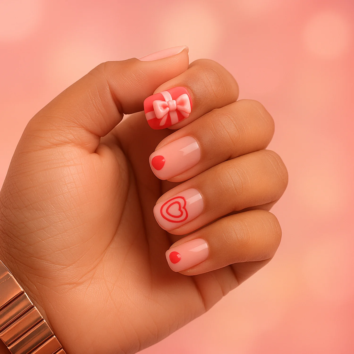 Premium Artificial False Nail Set with Mix Design fake nails - (Set) - Image 6