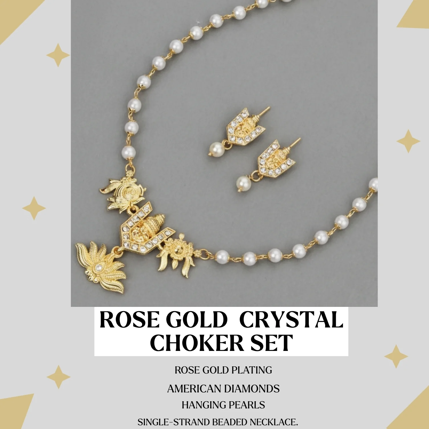 Romantic Rose Gold Ruby Red Crystal Heart Choker Set - Image 4