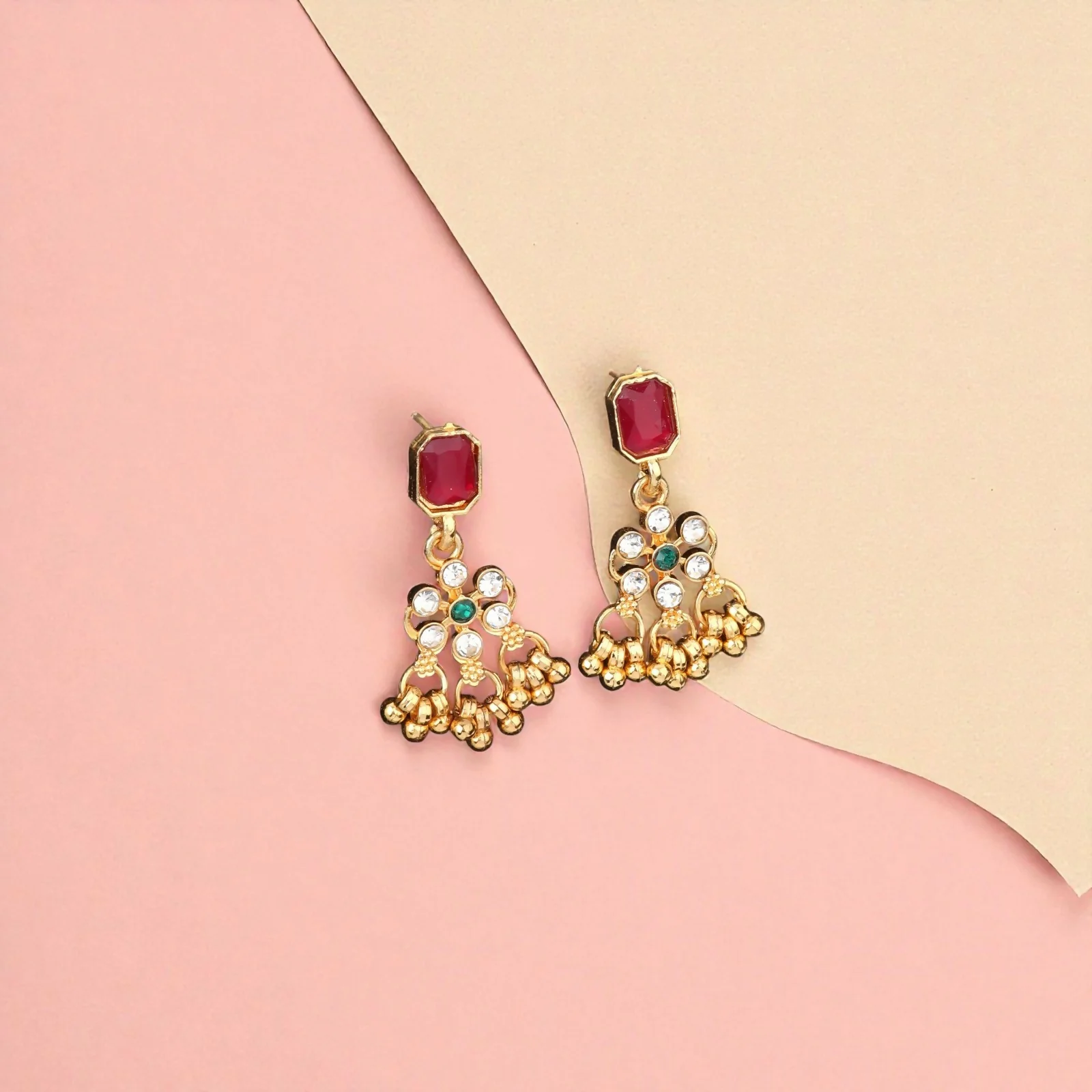 Romantic Rose Gold Ruby Red Crystal Heart Necklace Set - Image 4