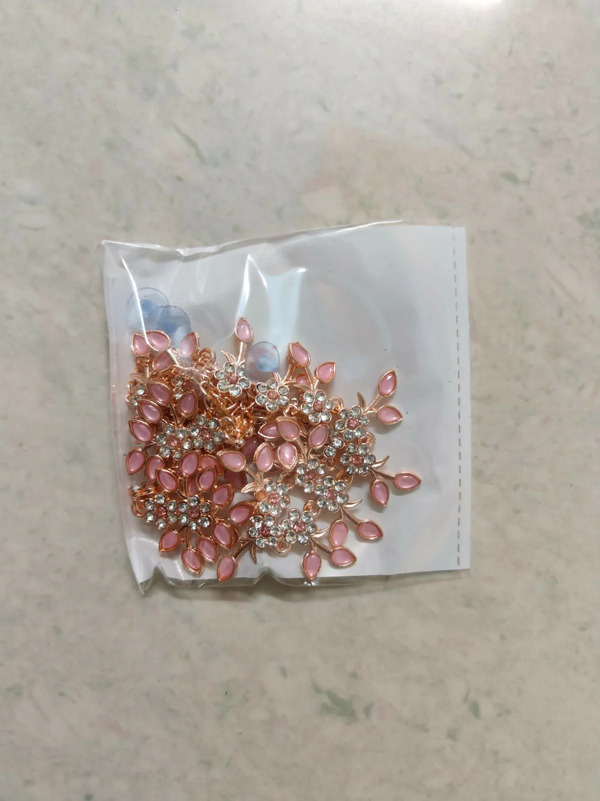 Romantic Rose Gold-Toned Pink Enamel Floral Set - Image 5