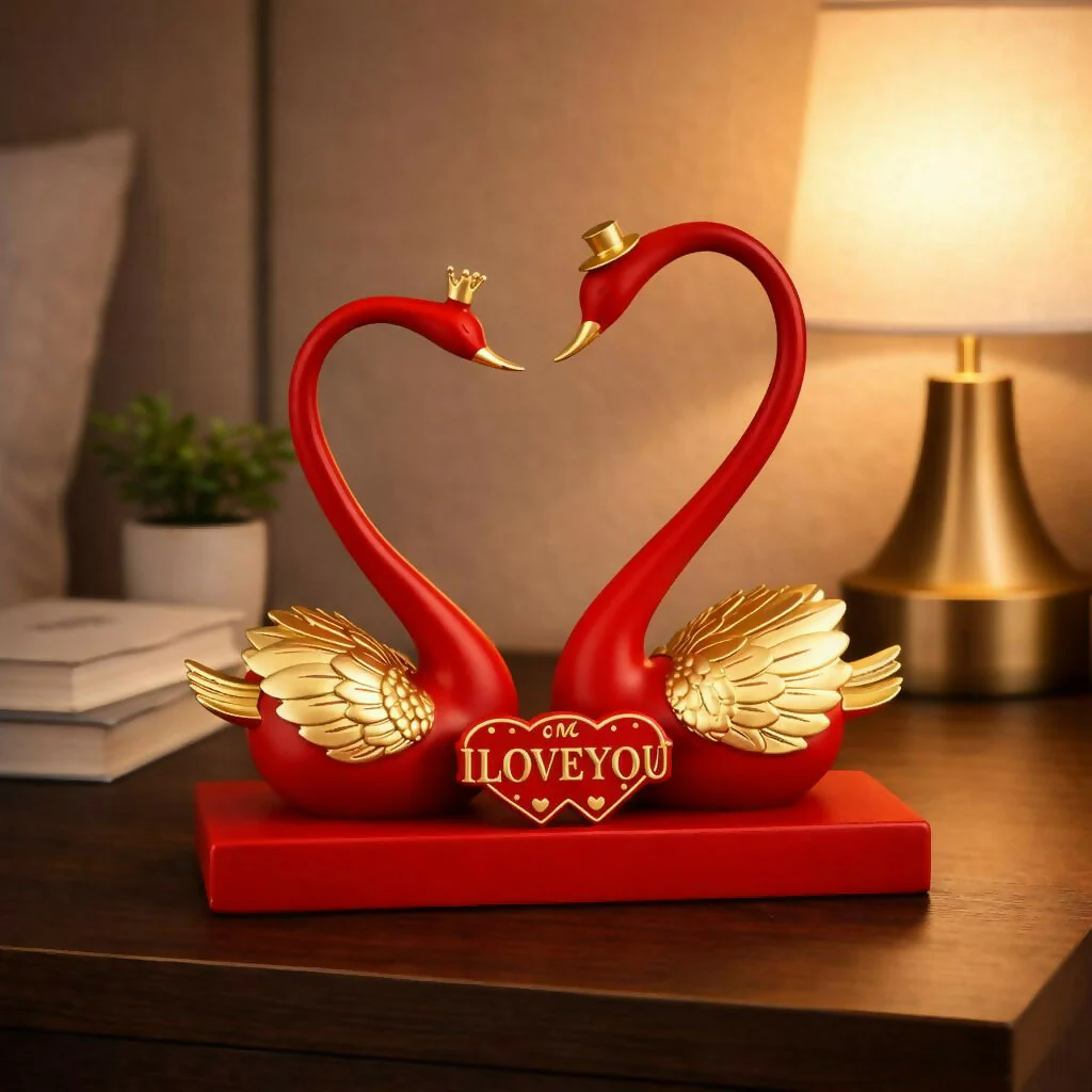Romantic Swan Couple Showpiece with Love Plaque Home Decor (Color may vary) - Image 3