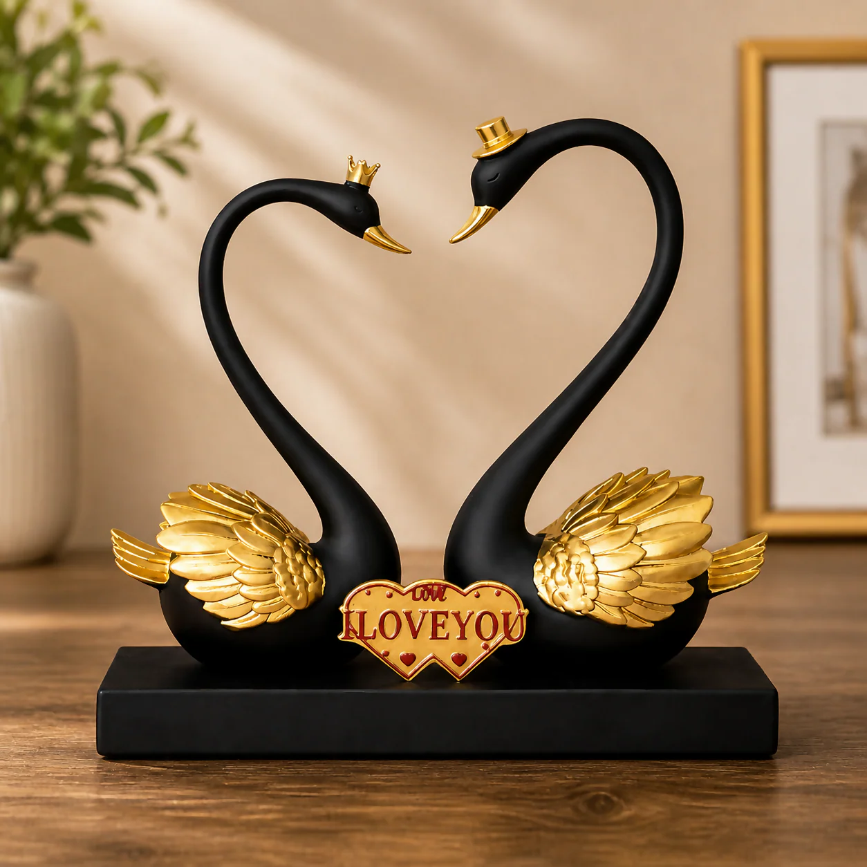 Romantic Swan Couple Showpiece with Love Plaque Home Decor (Color may vary) - Image 5