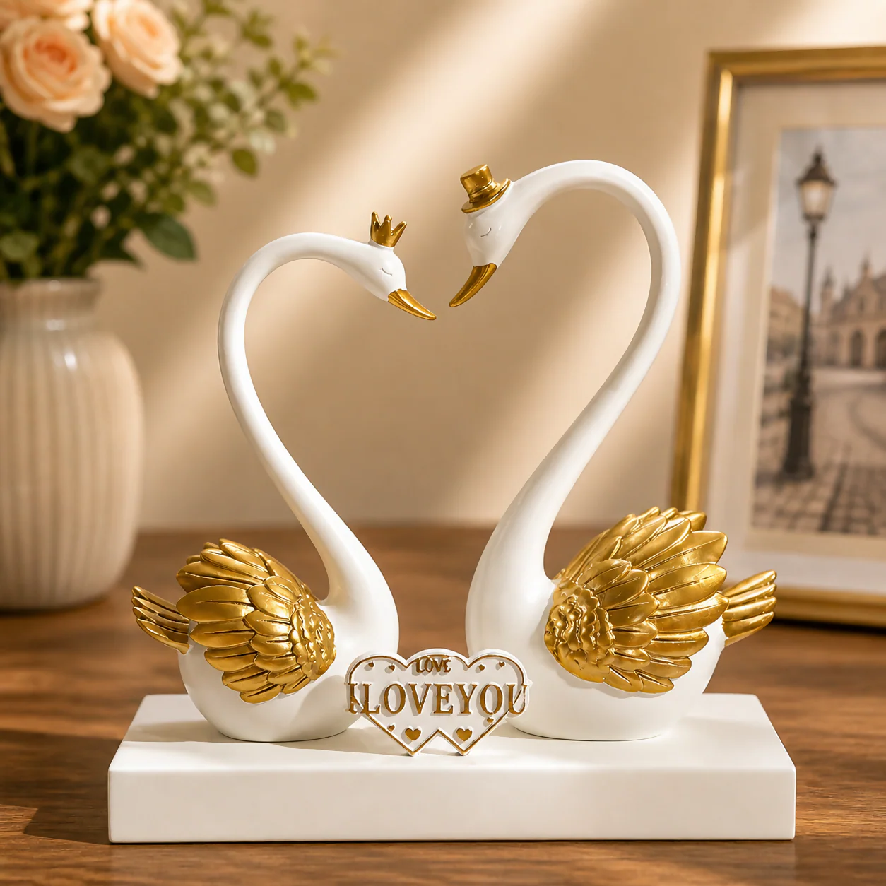 Romantic Swan Couple Showpiece with Love Plaque Home Decor (Color may vary) - Image 6