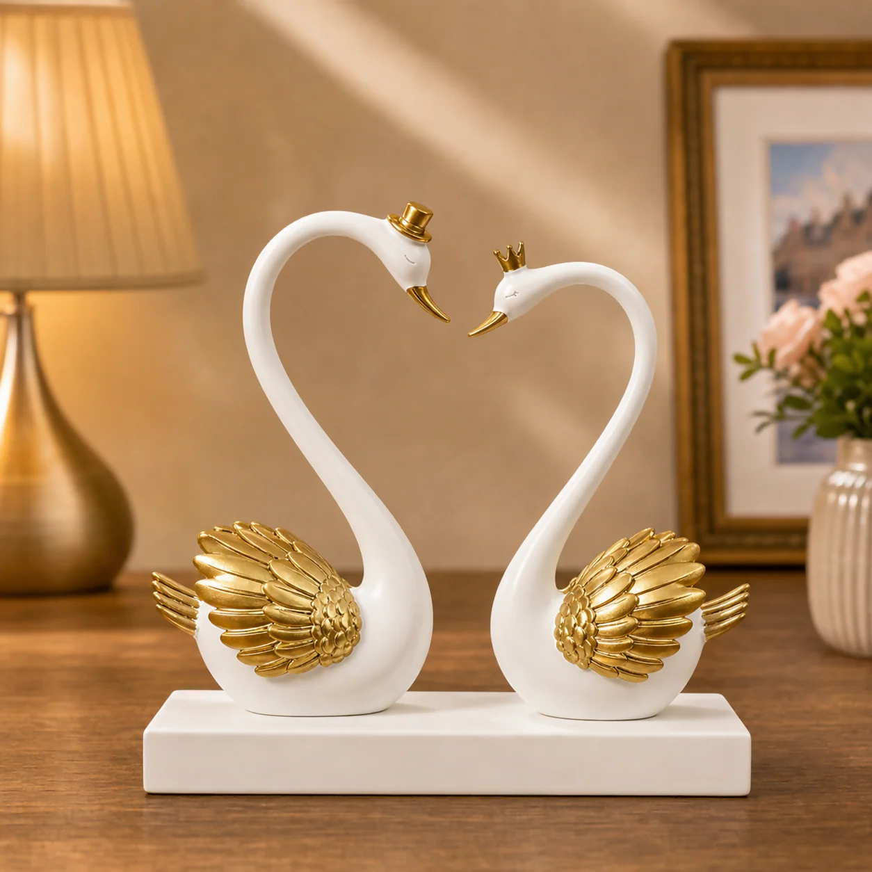 Romantic Swan Couple Showpiece with Love Plaque Home Decor (Color may vary) - Image 7