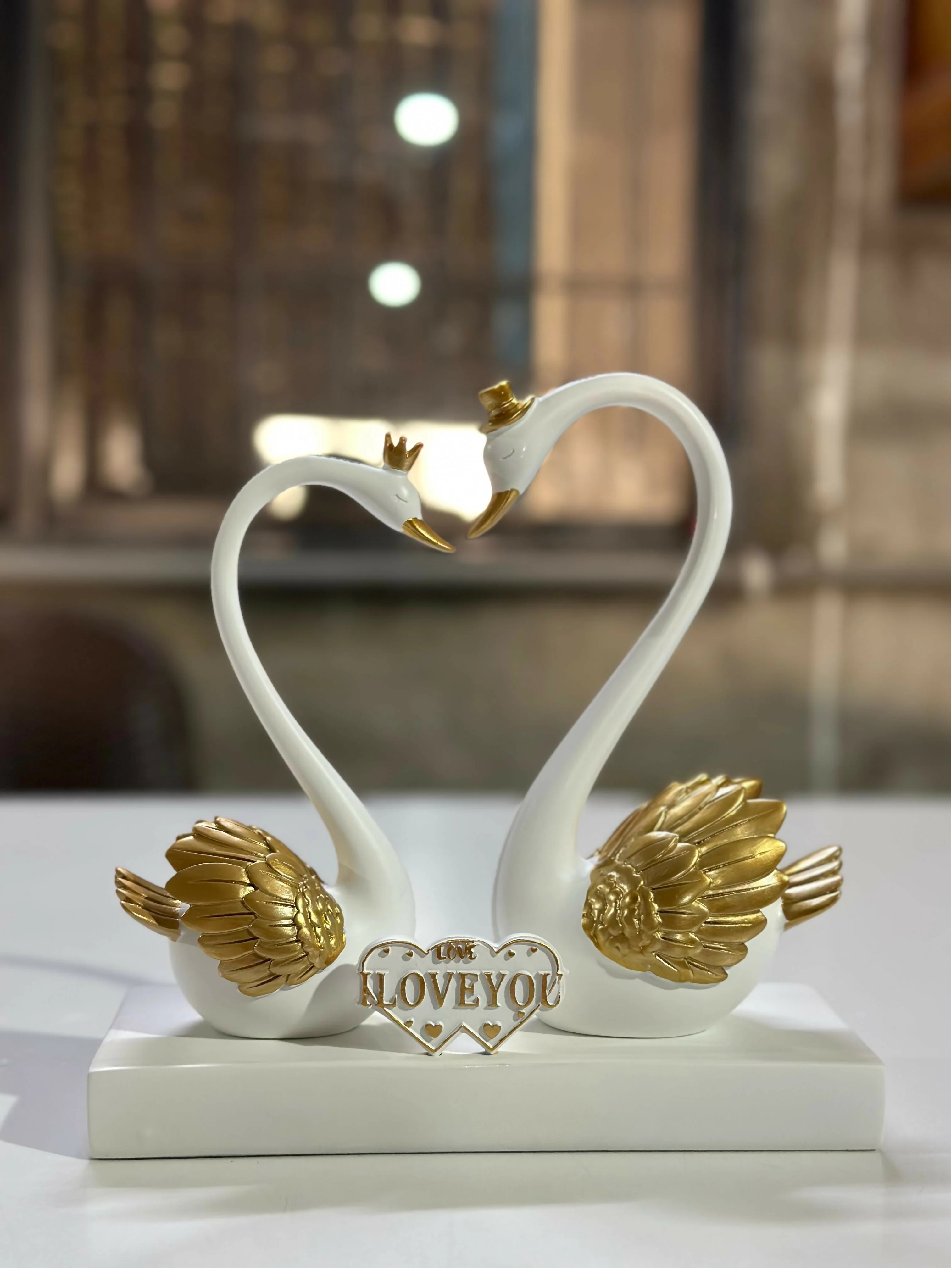 Romantic Swan Couple Showpiece with Love Plaque Home Decor (Color may vary) - Image 9