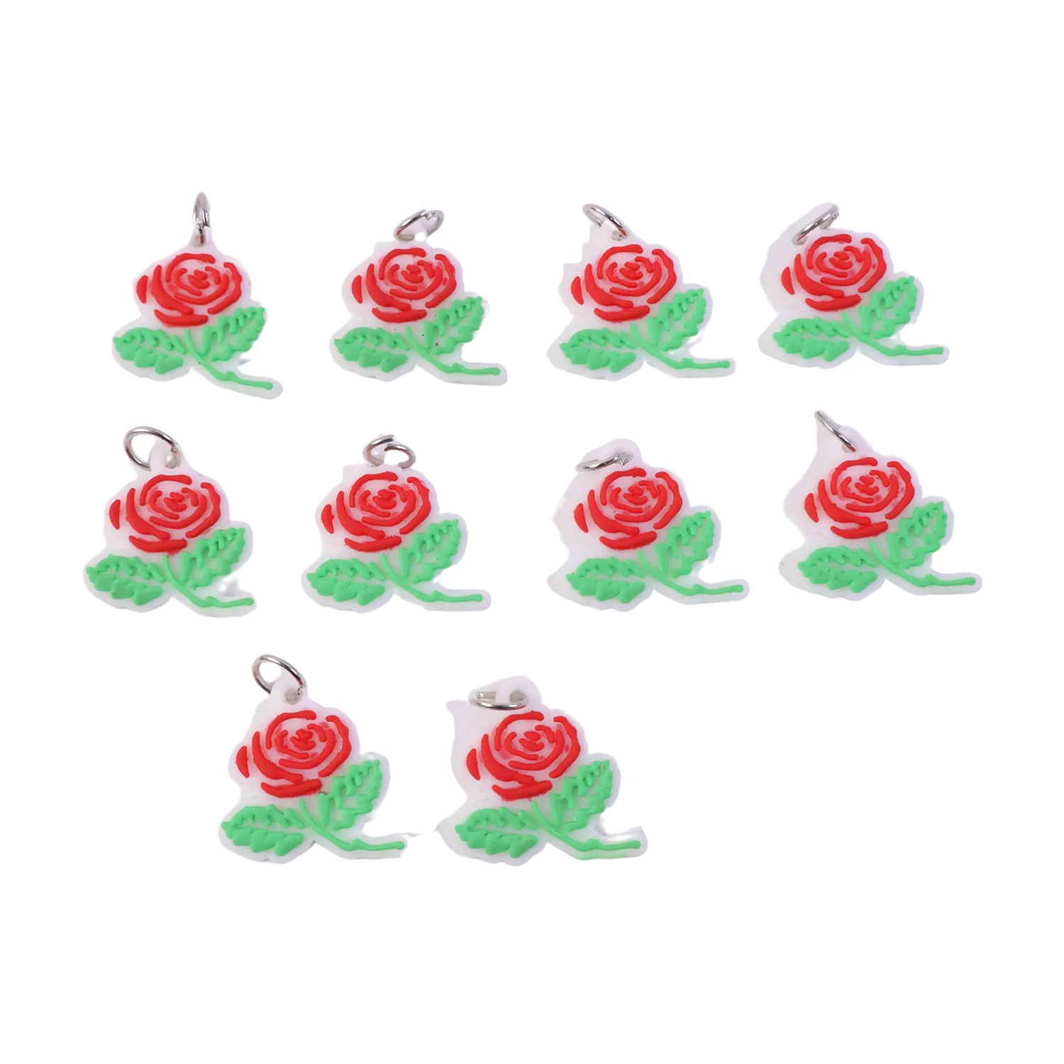 Rose Flower Design Bag Charm Keychain Set (10 Pc) - Image 4