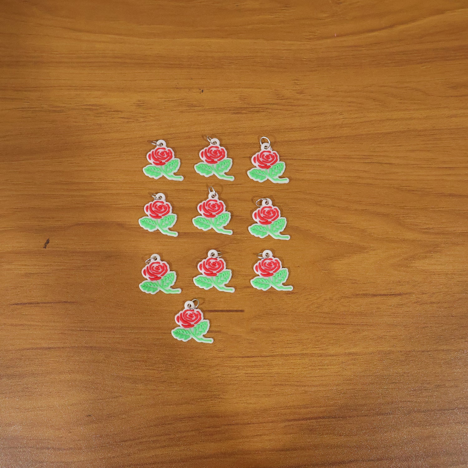 Rose Flower Design Bag Charm Keychain Set (10 Pc) - Image 8