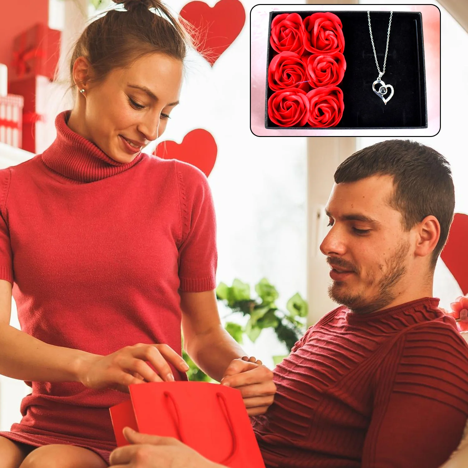 Rose Flower Gift Box, Handmade Eternal Rose I Love You Necklace, Valentine's Day - Image 6
