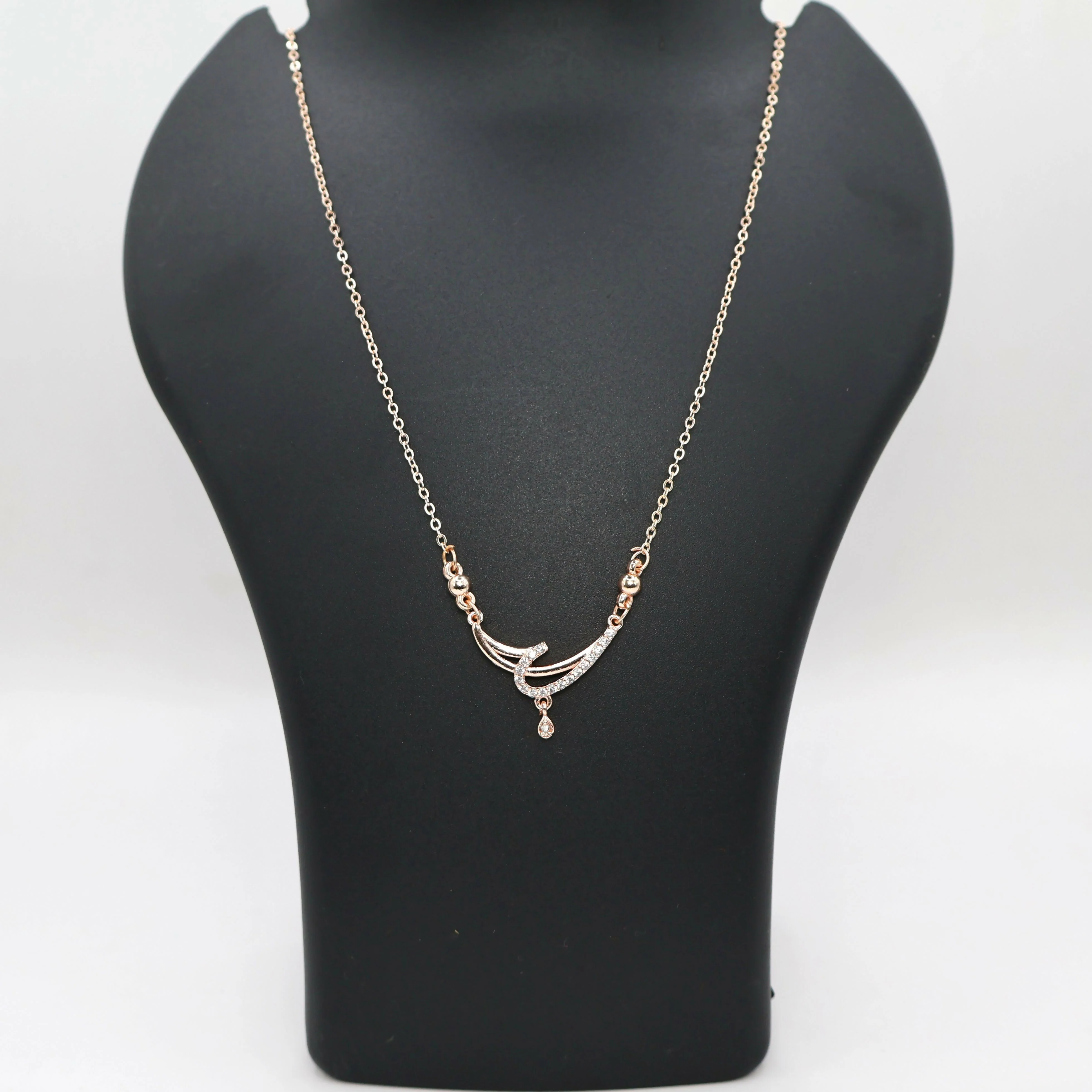 Rose Gold AD Crescent Moon Necklace Pendant For women and girls - Image 4