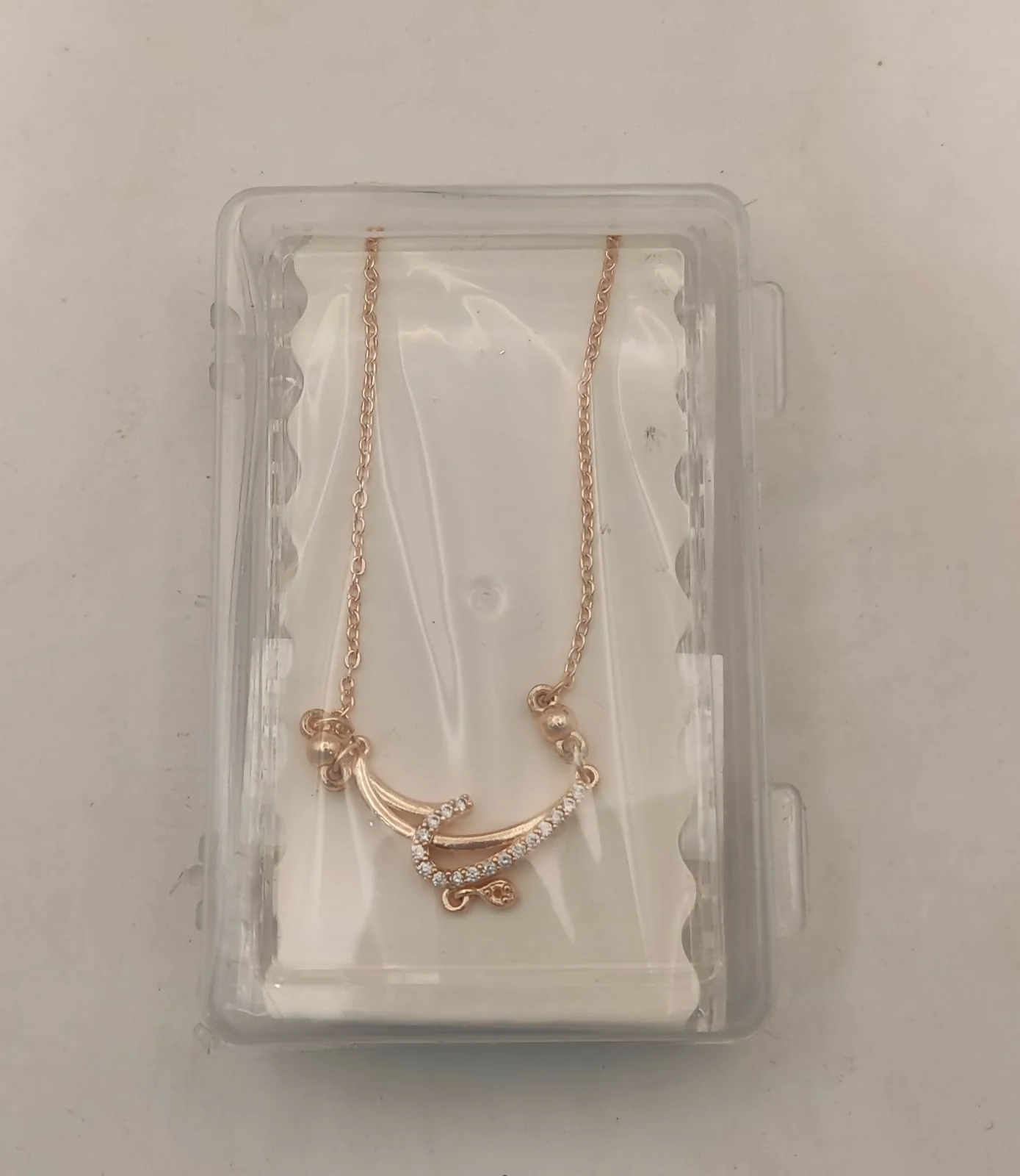 Rose Gold AD Crescent Moon Necklace Pendant For women and girls - Image 5