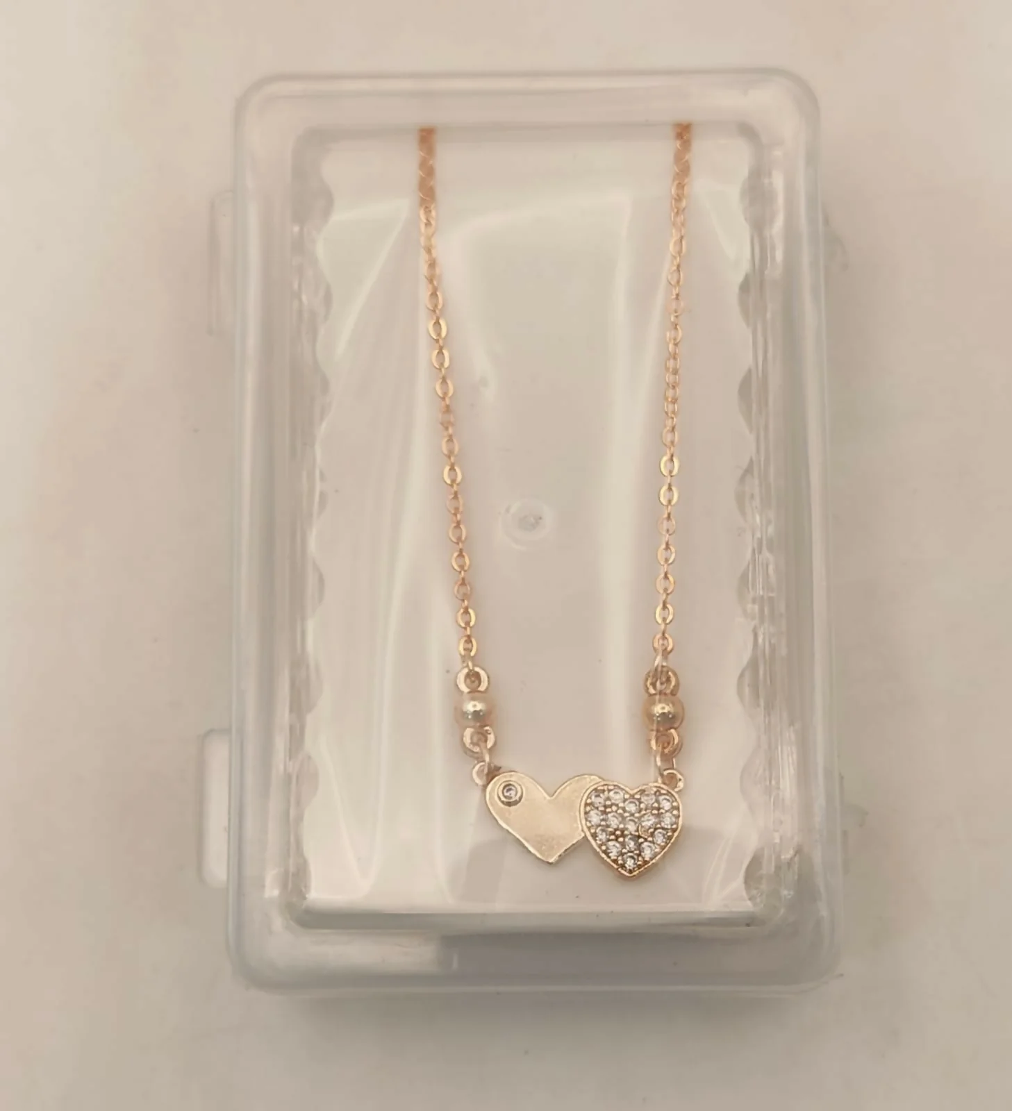 Rose Gold AD Plain Double Heart Necklace For women and girls - Image 5
