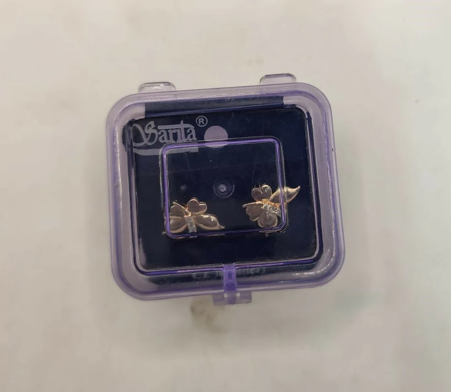Rose Gold Butterfly Stud Earrings with AD for women and girls - Image 5
