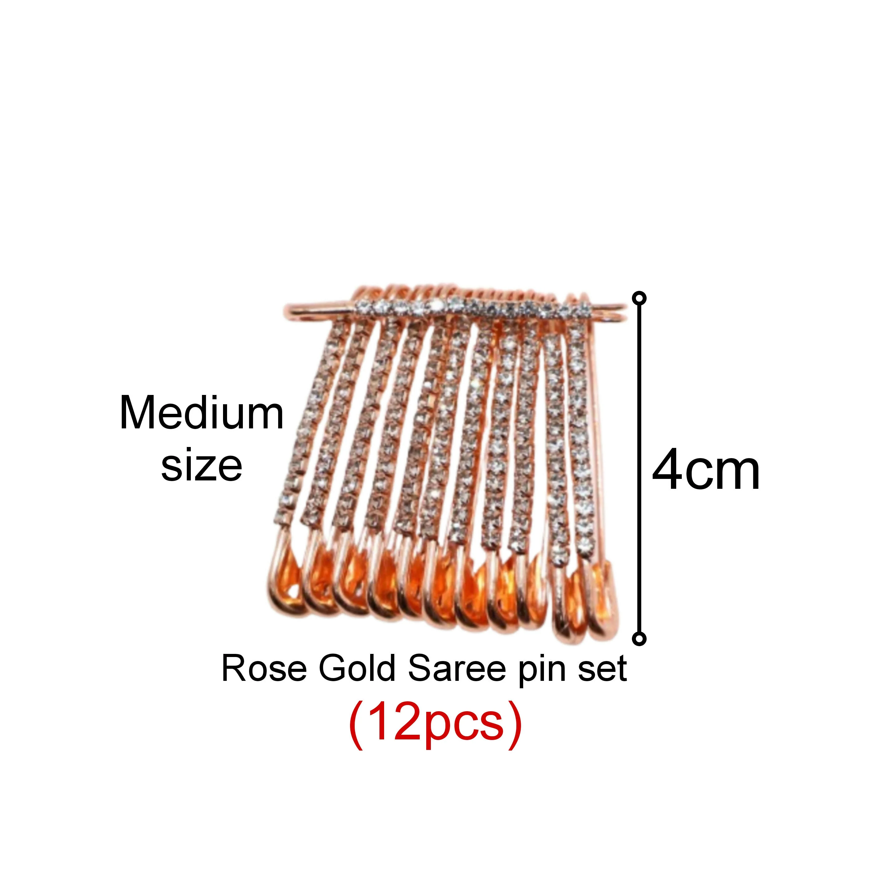 Rose Gold Crystal Dangle Saree Pin Brooch - Shawl Sweater Dress Clip - Image 3