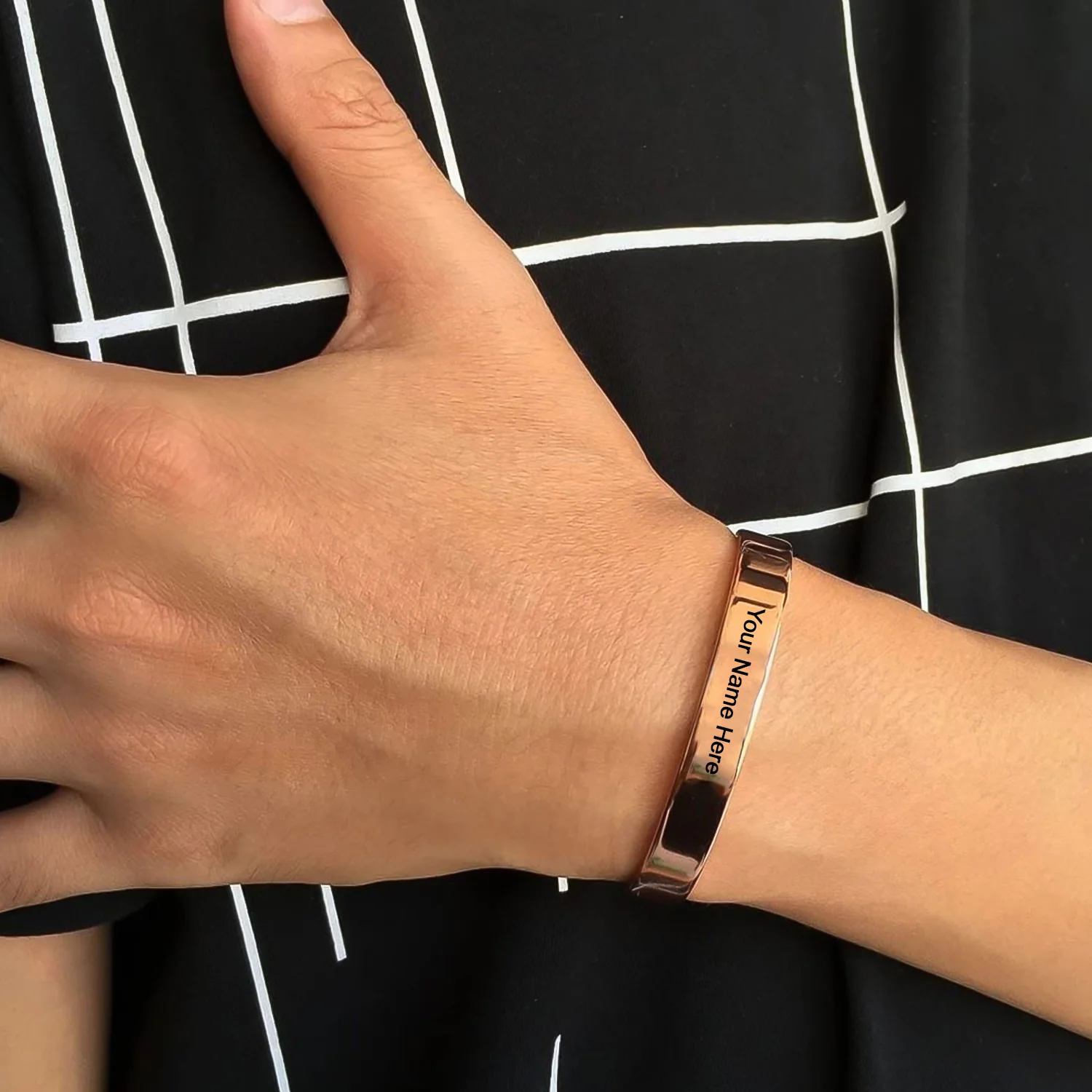 Customized / Personalized Stylish Kada Bracelet (1 Pc / Rose gold Copper) - Image 4