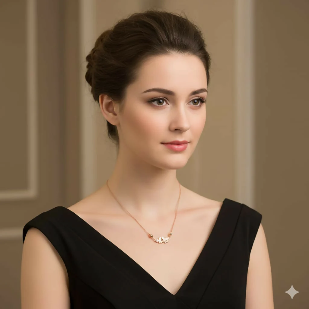 Rose Gold Double Butterfly Necklace | Dainty Zirconia Pendant - Image 3