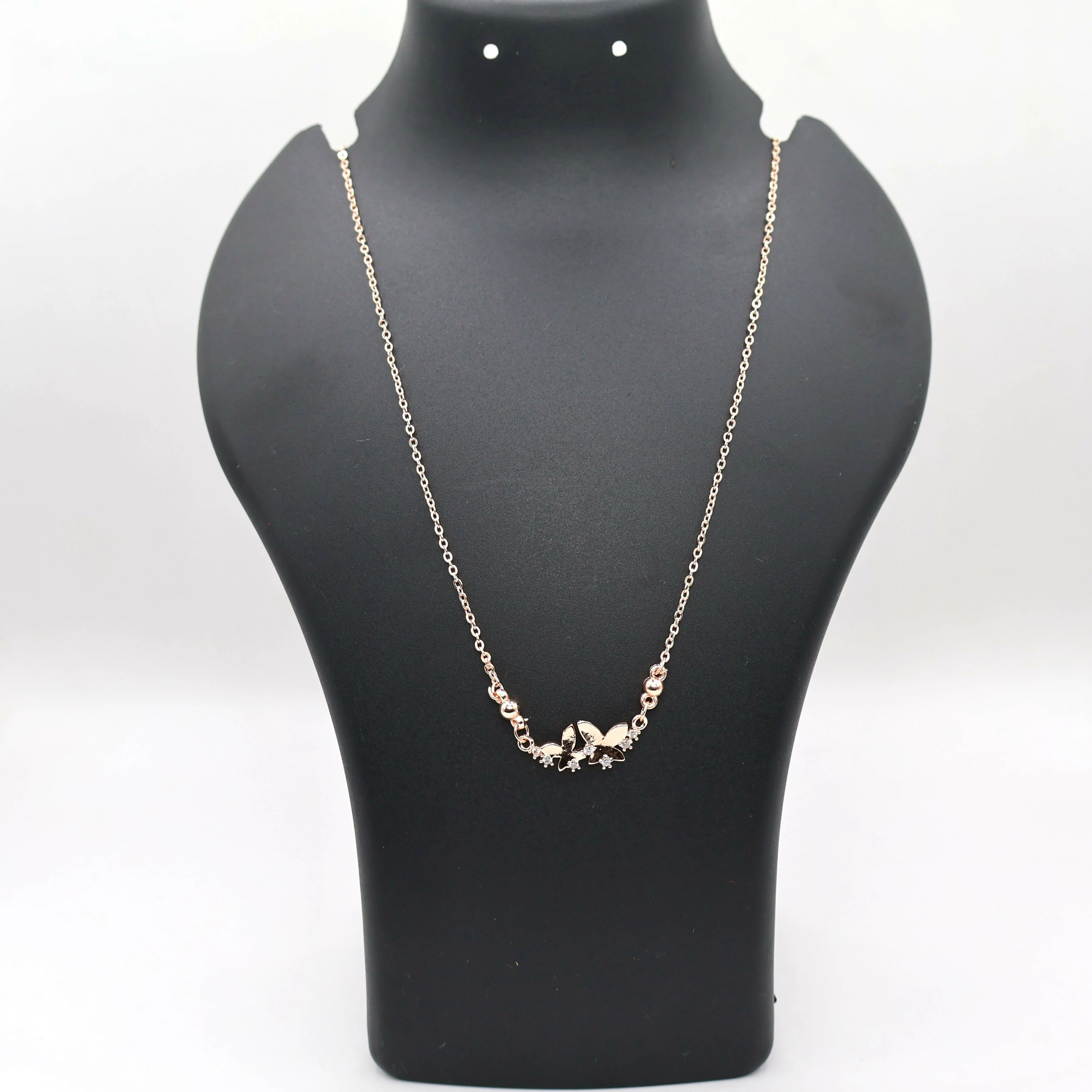 Rose Gold Double Butterfly Necklace | Dainty Zirconia Pendant - Image 4