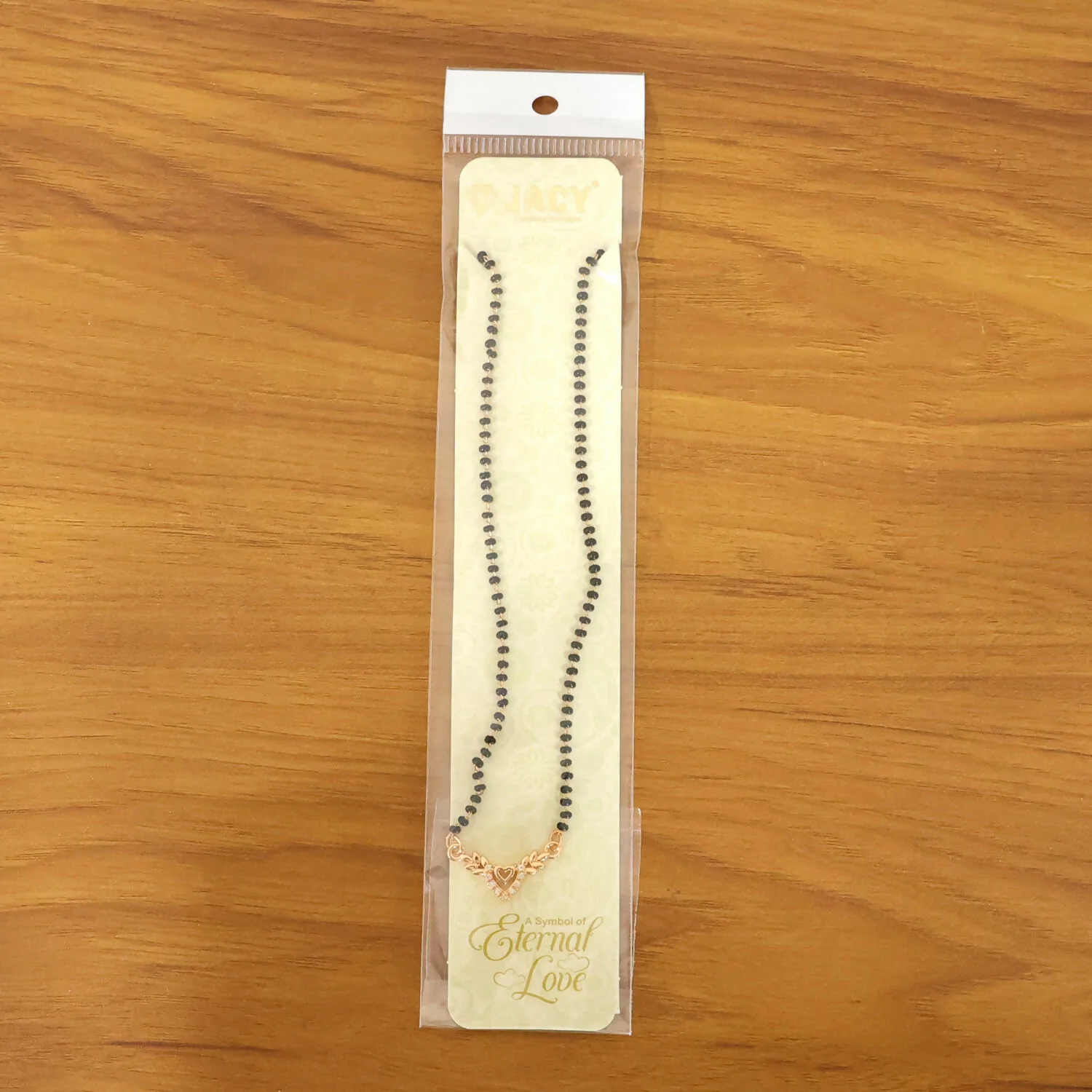 Rose Gold Finish Heart & Wheat Leaf V-Drop CZ Pendant Mangalsutra - Image 6