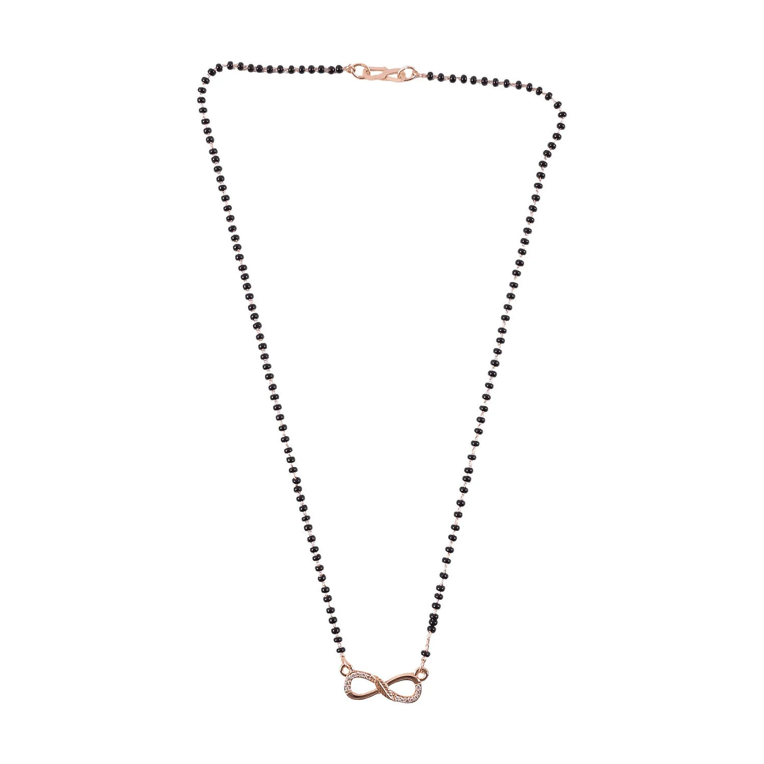 Rose Gold Finish Infinity Symbol CZ Pendant Single Strand Mangalsutra - Image 5