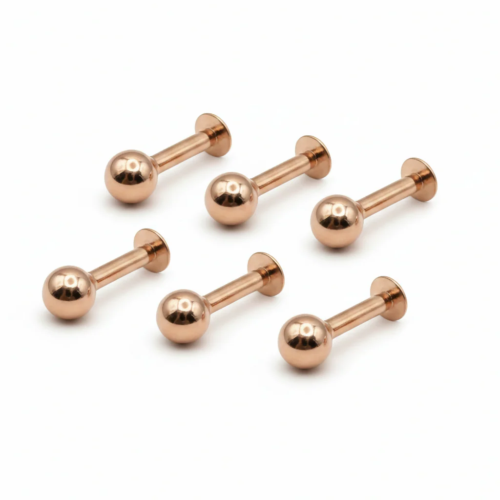 Rose Gold Flat Back Nosepin Laung Koka Nathni combo pack of 6 for women and girls - Image 3