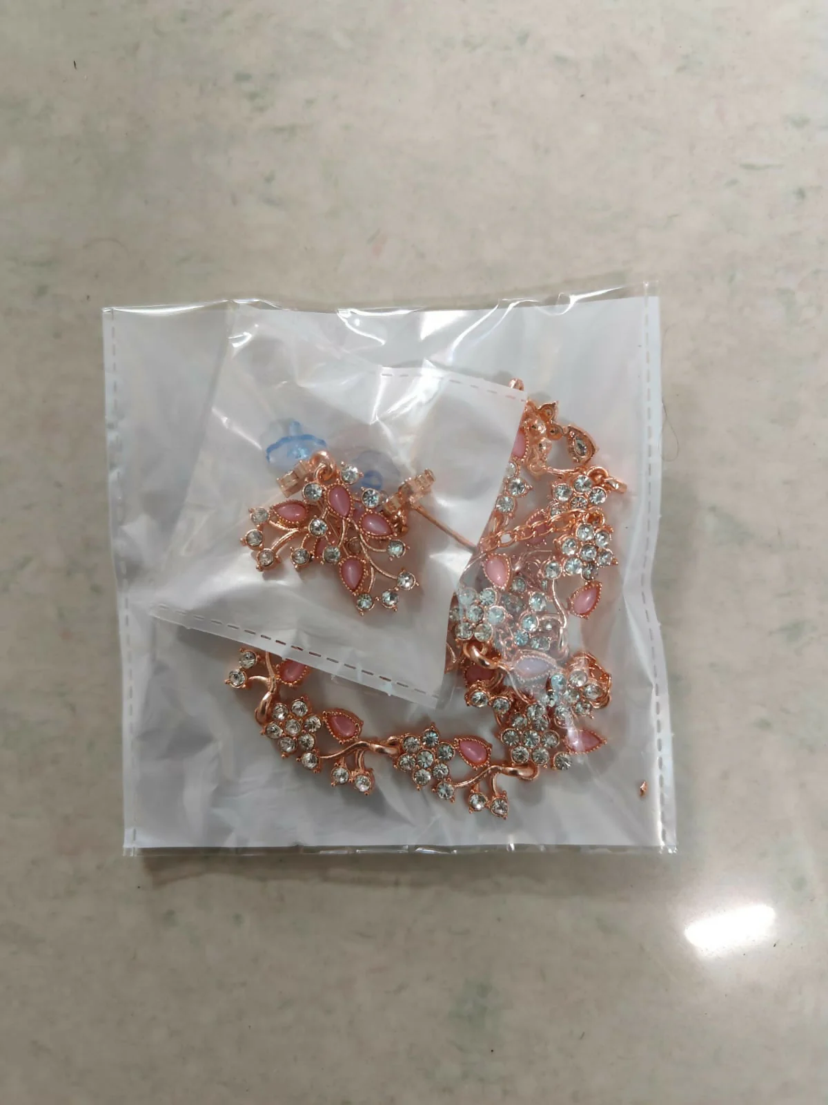 Rose Gold & Pink Enamel Floral Jewellery Set - Image 5