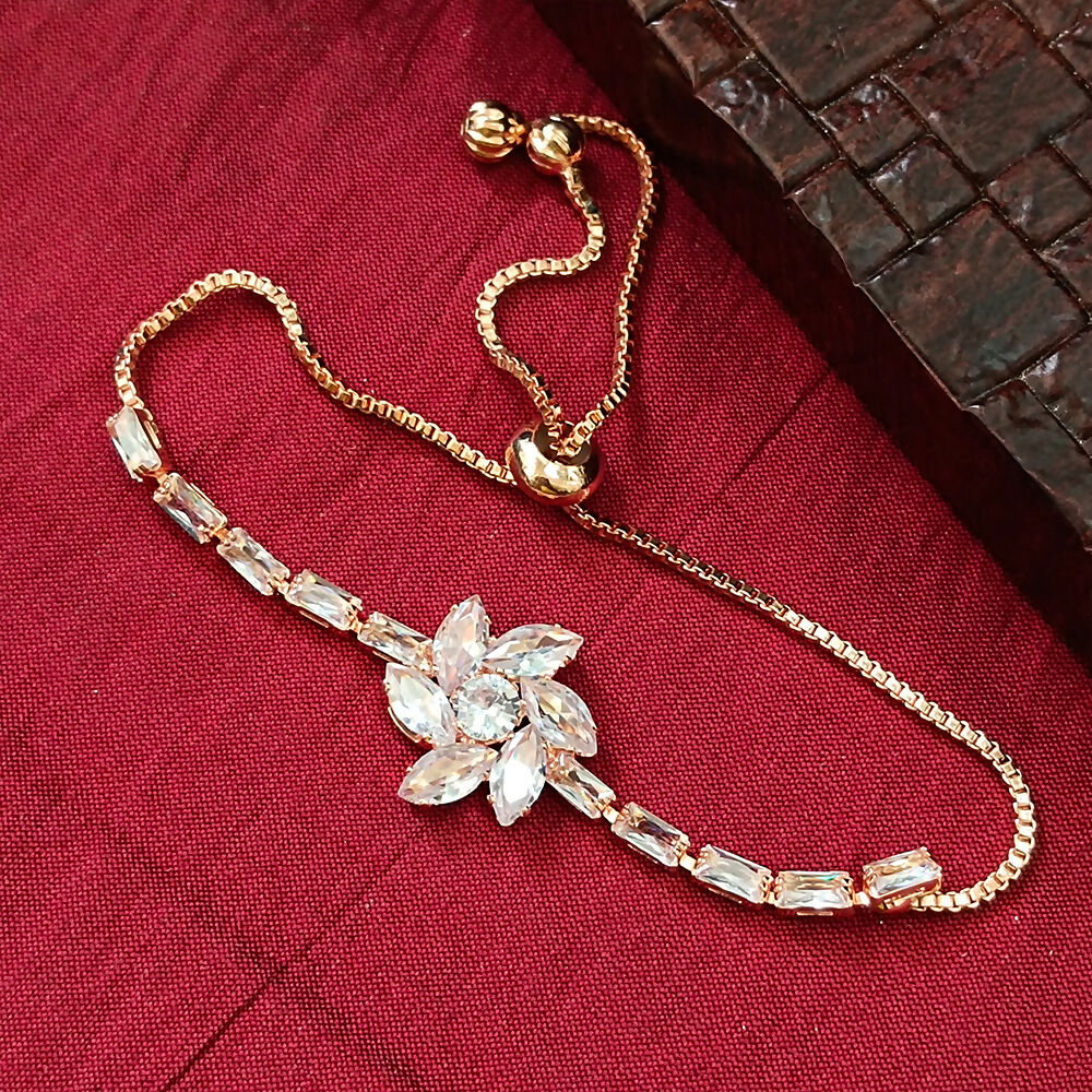 Rose Gold Plated Ad Stone Adjustable Bracelet - Image 3