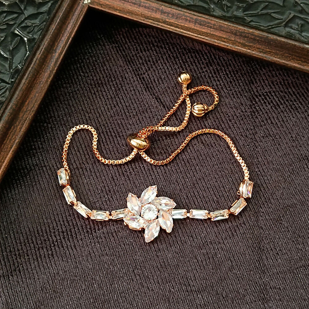 Rose Gold Plated Ad Stone Adjustable Bracelet - Image 4