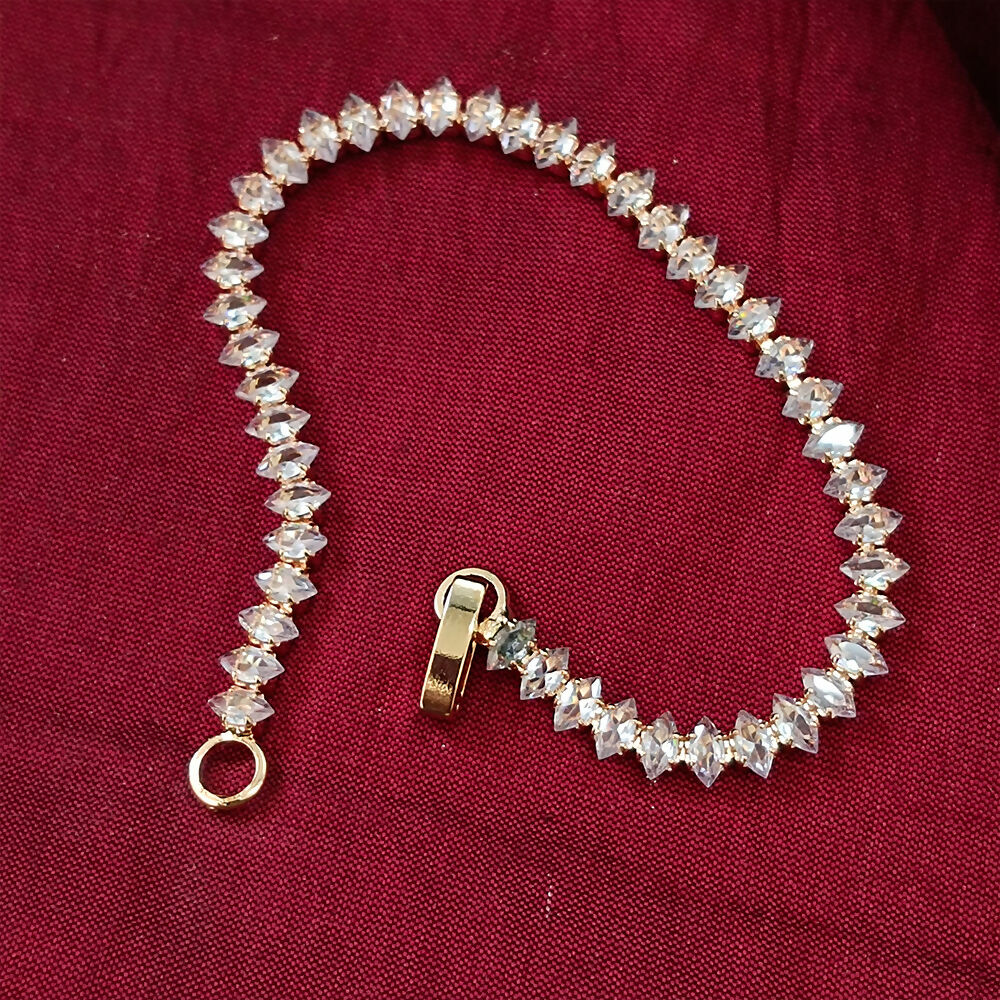 Rose Gold Plated Ad Stone Chain Bracelet - Image 2