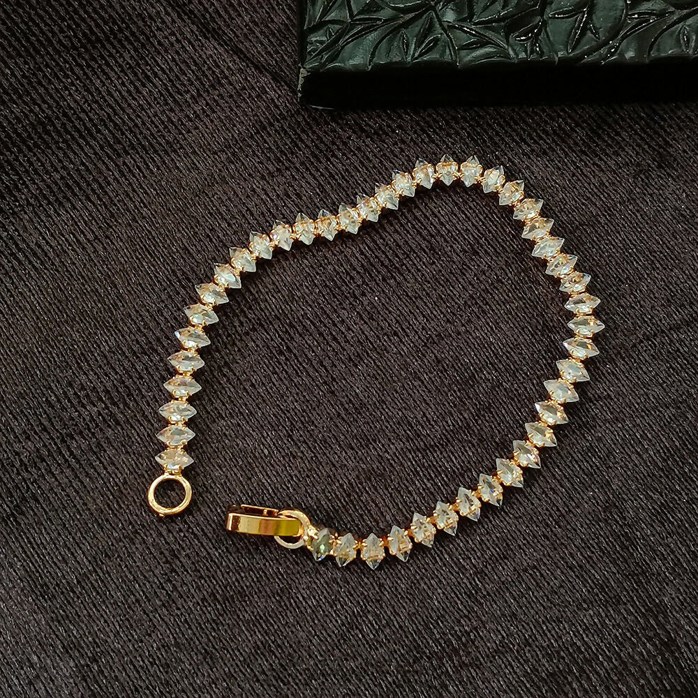 Rose Gold Plated Ad Stone Chain Bracelet - Image 3