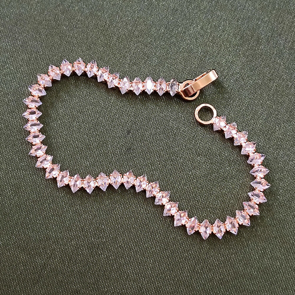 Rose Gold Plated Ad Stone Chain Bracelet - Image 4
