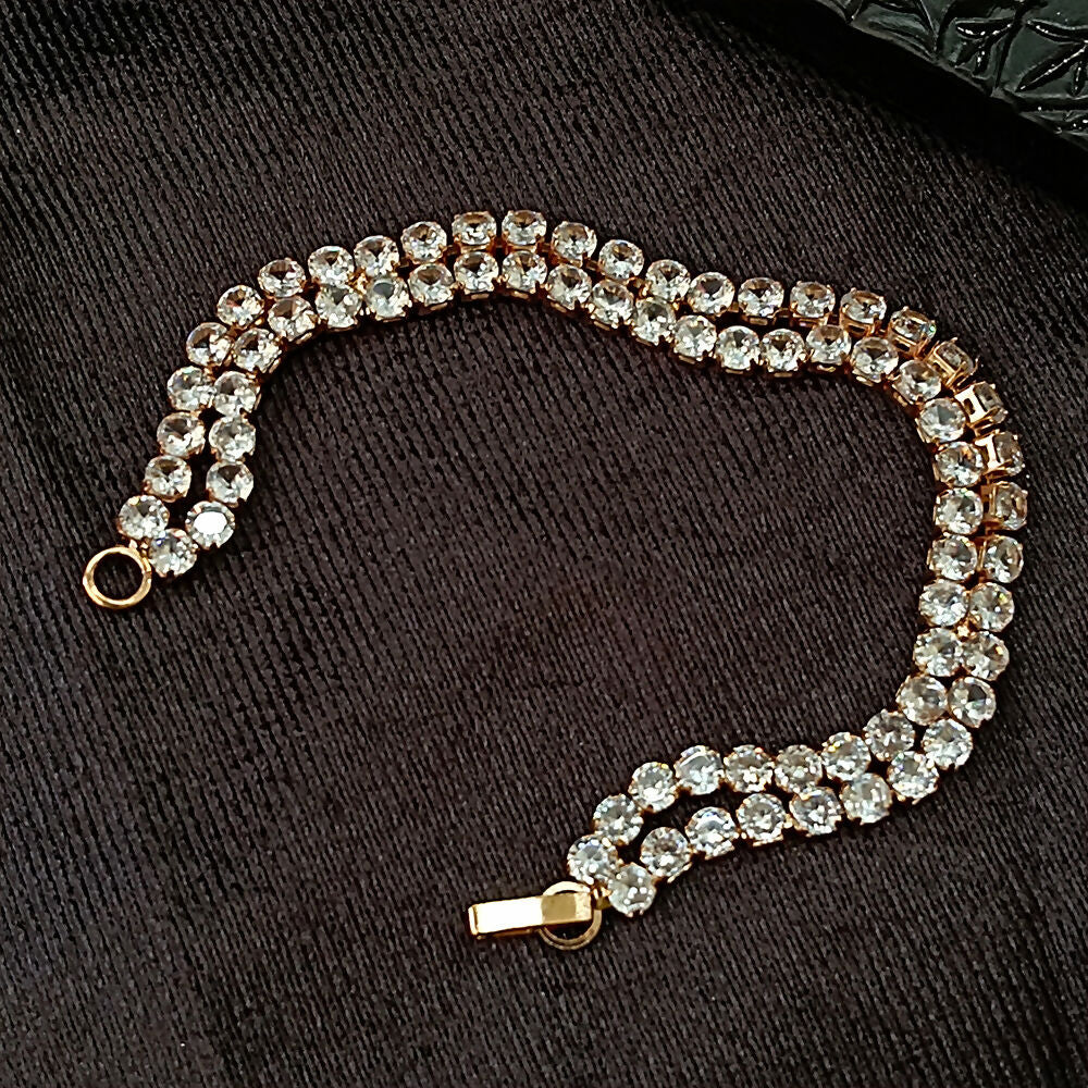 Rose Gold Plated Ad Stone Double Line Bracelet - Image 3
