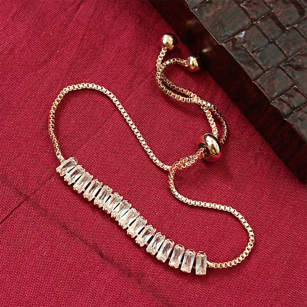 Rose Gold Plated Stone Adjustable Bracelet - Image 2