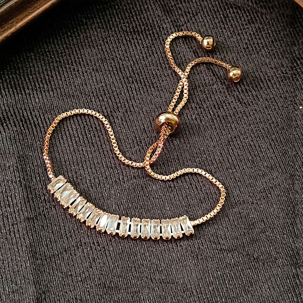 Rose Gold Plated Stone Adjustable Bracelet - Image 3